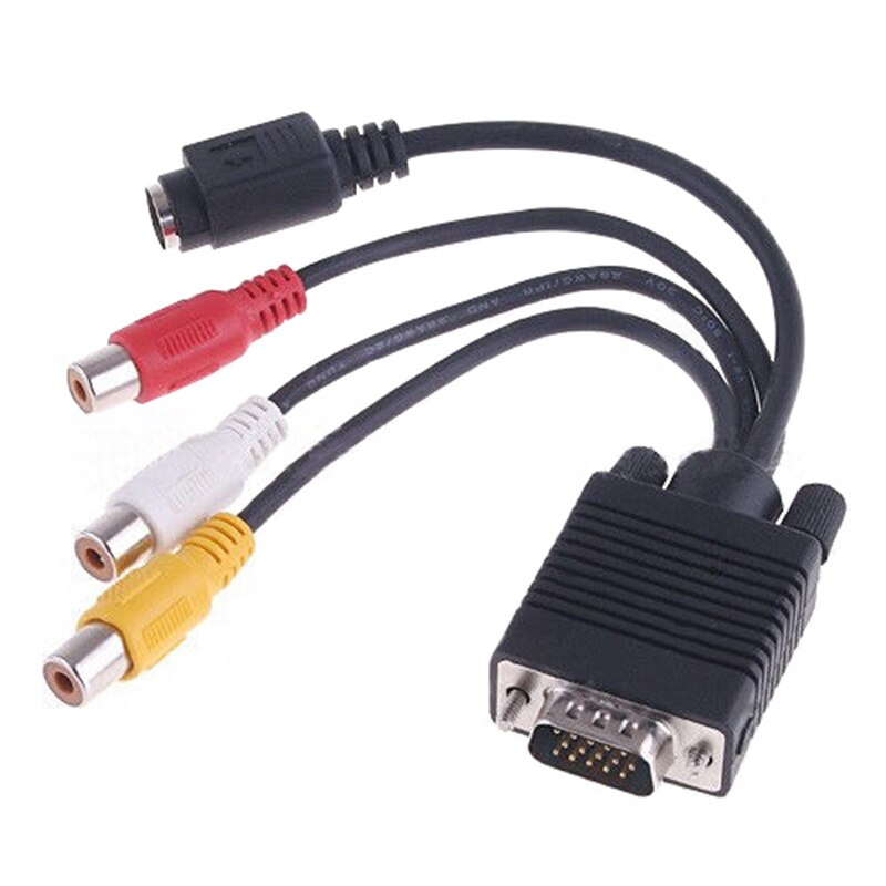 VGA To S Video 3 RCA Male-female Converter Composite AV TV Output Adapter for PC Laptop Tablet Computer Laptop Auxiliary Cable