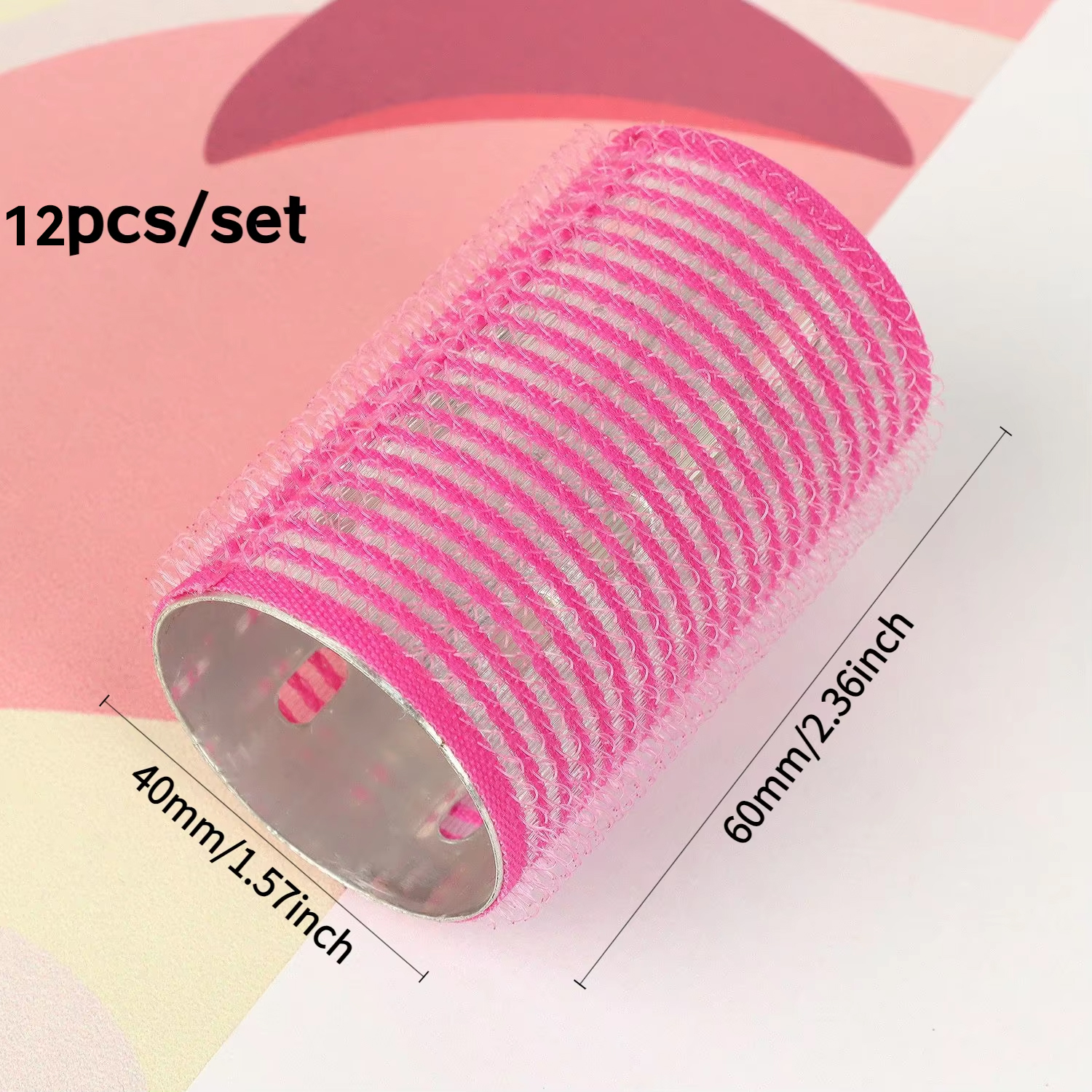 12 rulos de pelo autoagarre, rulos de pelo térmicos de aluminio para rizos de volumen y todo el día, para cabello corto, medio y largo: Rojo