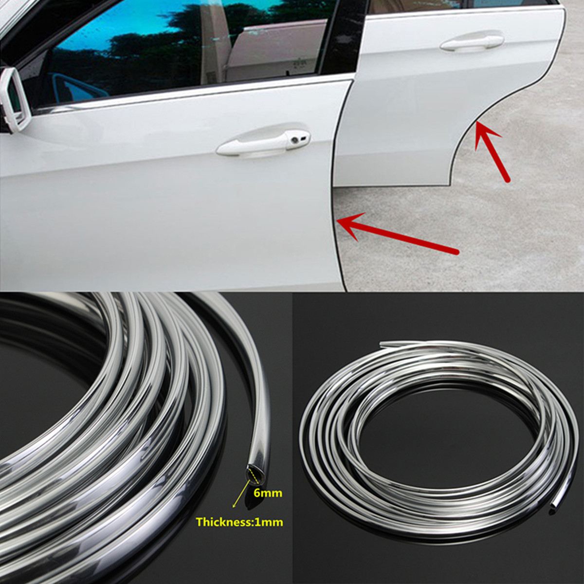 16FT/5M White Rubber Strip Car Door Edge Protector Moulding Trim Guard With Glue