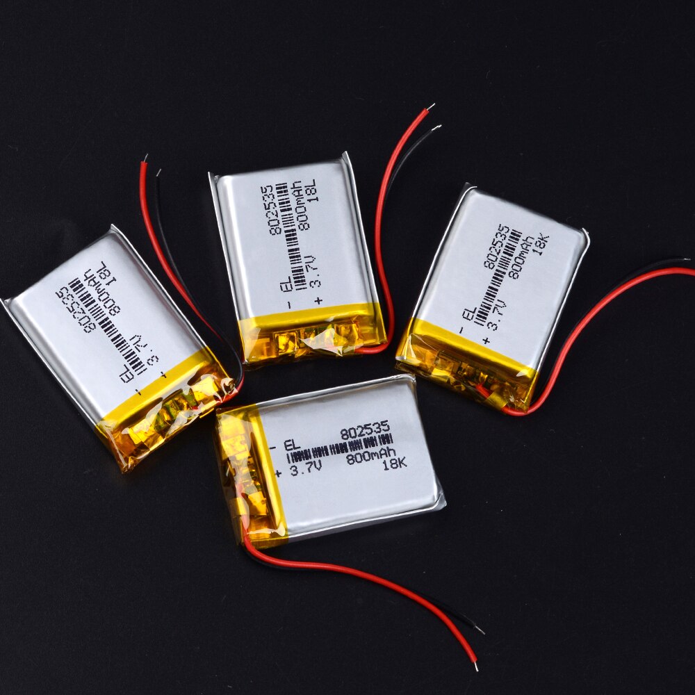 3.7v litium batteri 800 mah polymer batteri 802535 bluetooth dvr spiller dashcam opptaker registrar