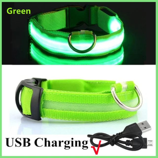 Led-glödande hundhalsband justerbart blinkande uppladdningsbart lysande halsband natt anti-förlorad hundsele för små hundar husdjursprodukter: Xl / Blå