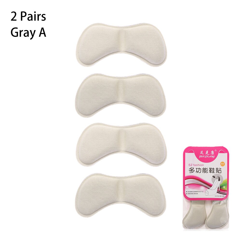2 Pairs Vrouwen Hak Kussen Pads Hoge Hak Schoen Grips Liner Anti-Slip Zelfklevende Inlegzolen Voet care Protector Herbruikbare: Gray A