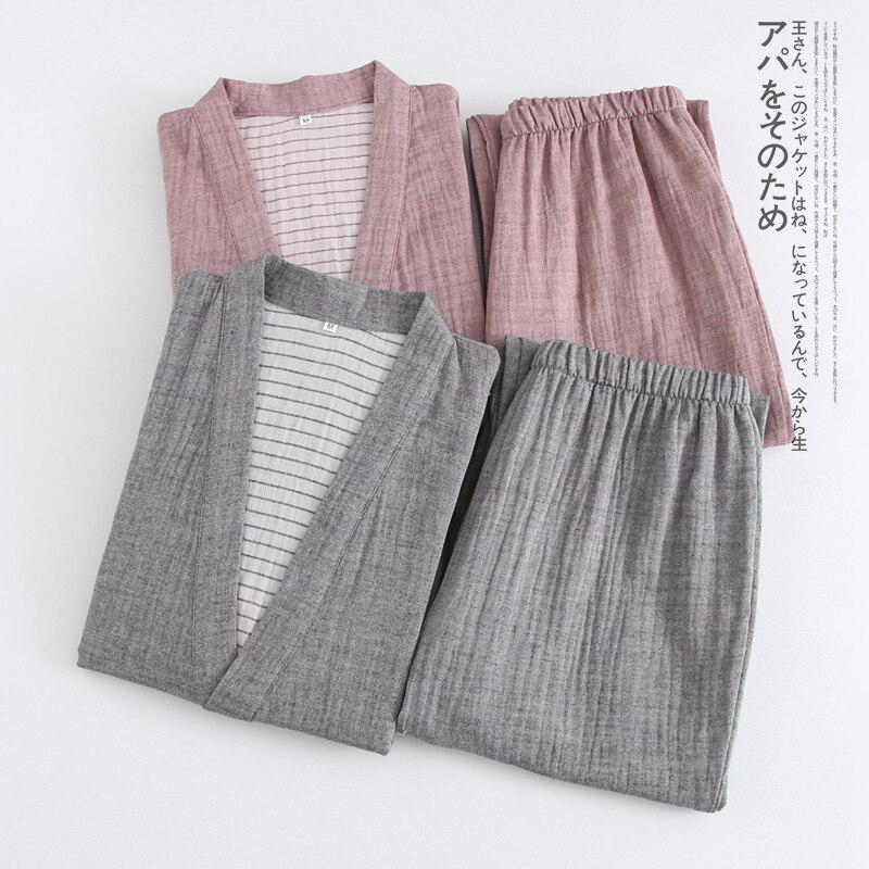 Kimono schlafanzug männer frühling und herbst männer der waschbar farbe Spinnen hause kleidung Japanische dünne männer Pyjama weichen baumwolle Blick