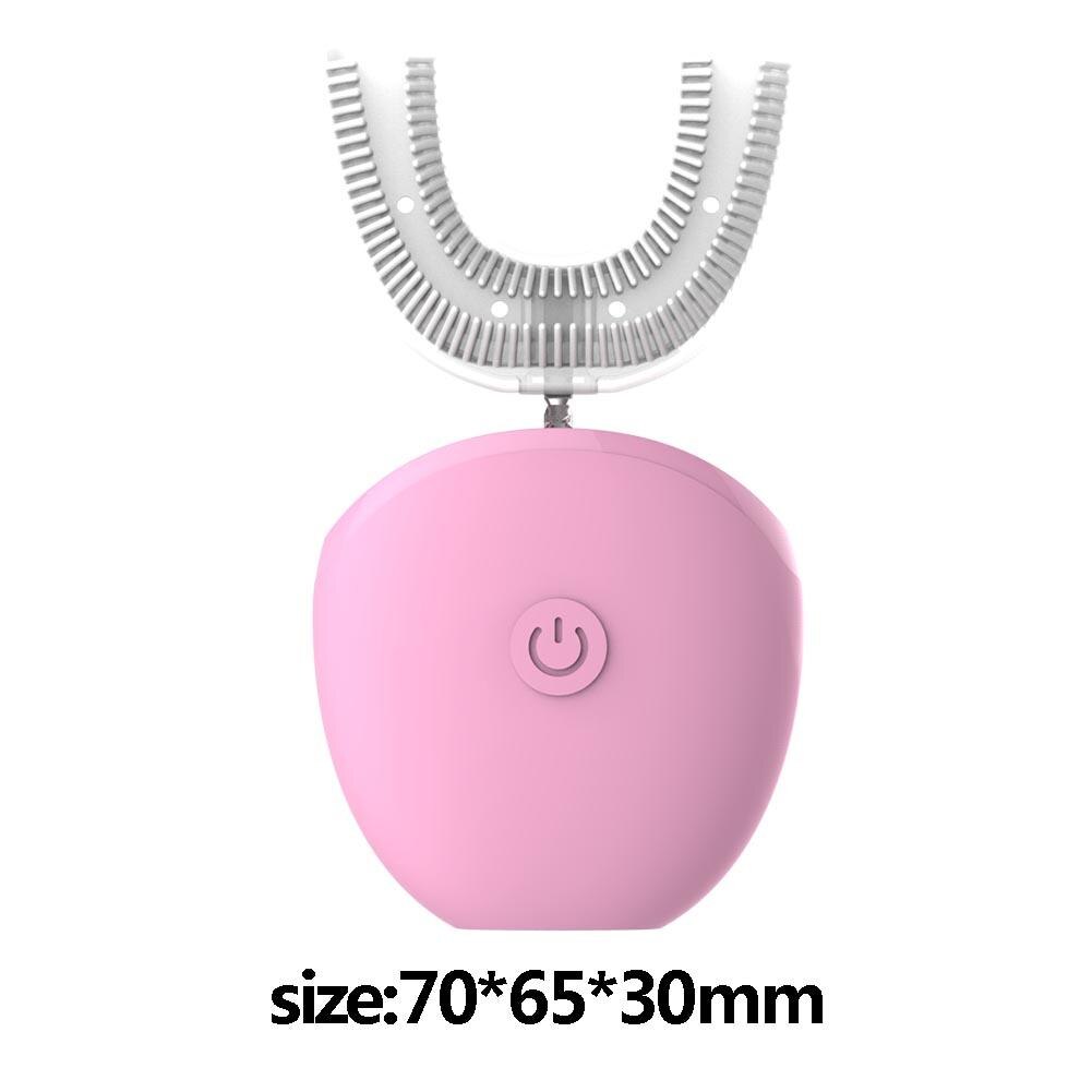 360 Degrees Sonic Automatic Electric Toothbrush USB Rechargeable Intelligent Ultrasonic Silicon Toothbrush 4 Modes U Type Timer: Default Title