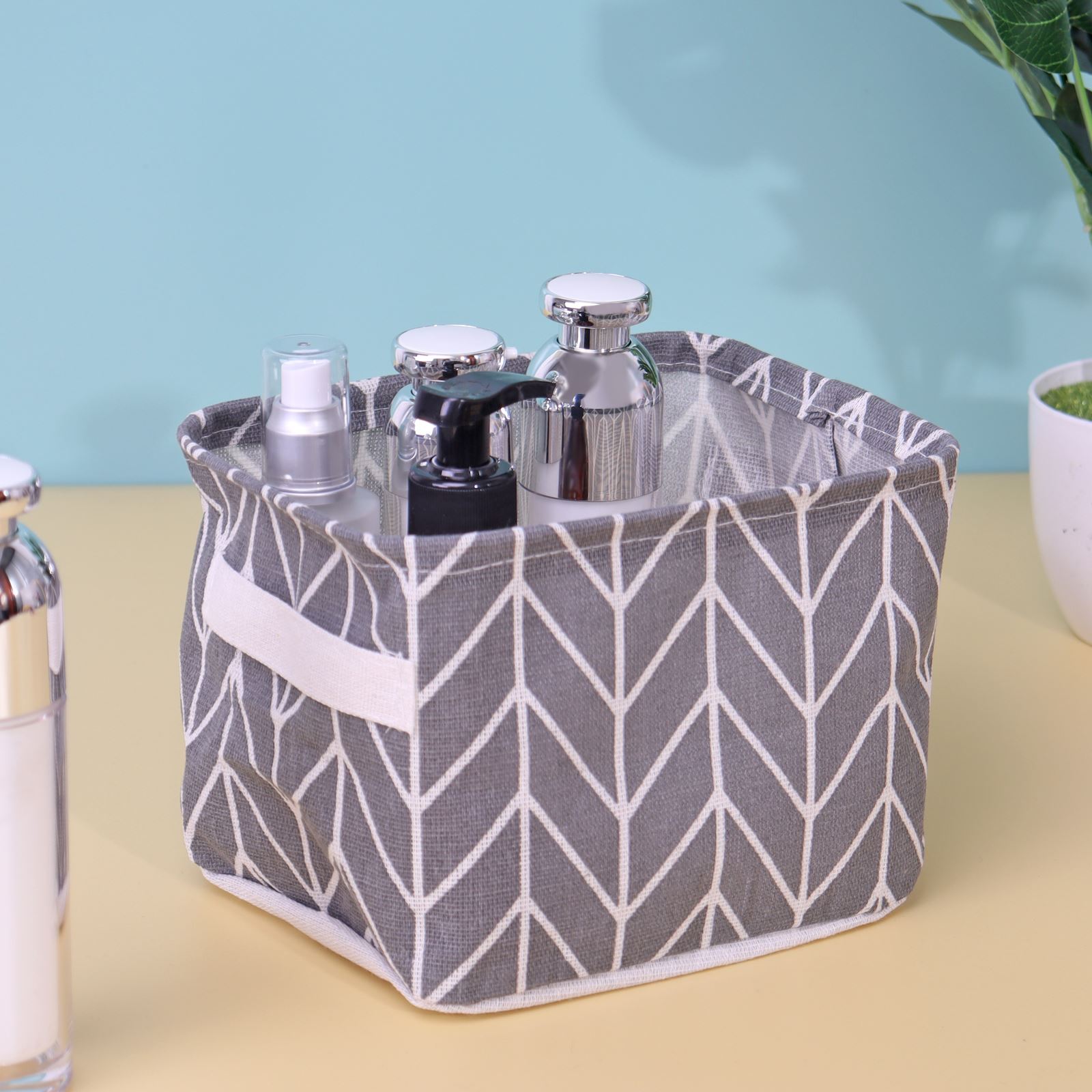Linen Desktop Storage Basket Sundries Toy Storage Box Organizer Cosmetic Book Organizer Home Office Stationery Container Basket