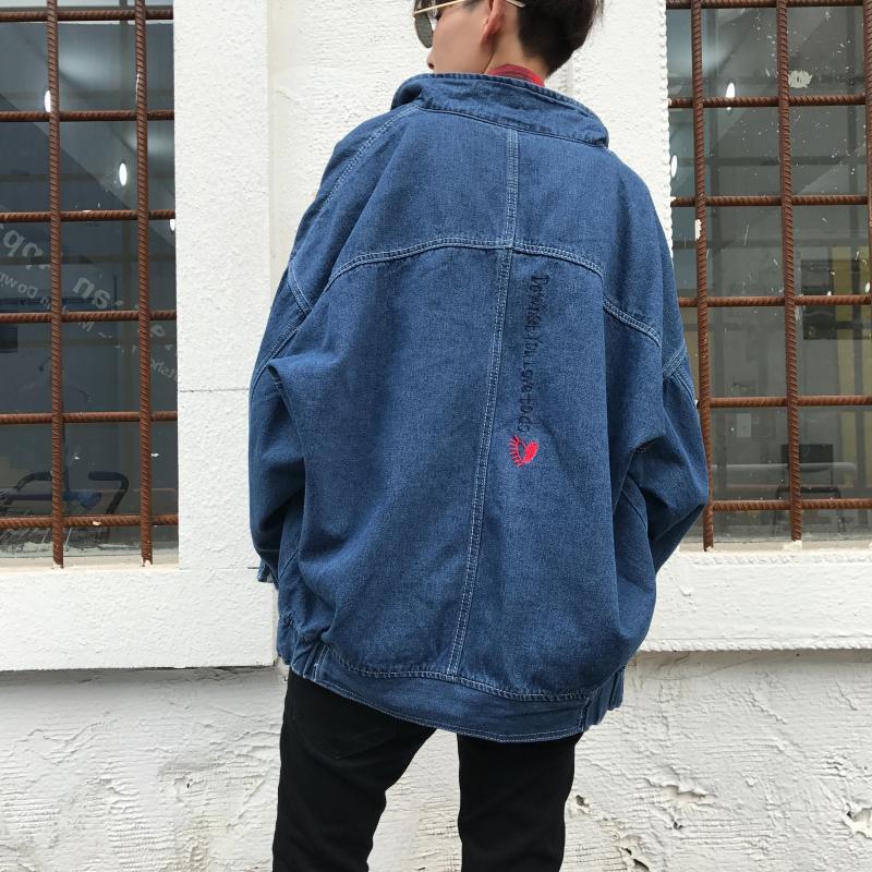 Spring Autumn streetwear hip hop jacket loose jacket youth jacket trendy men\&#39;s teenagers casual coat denim jacket