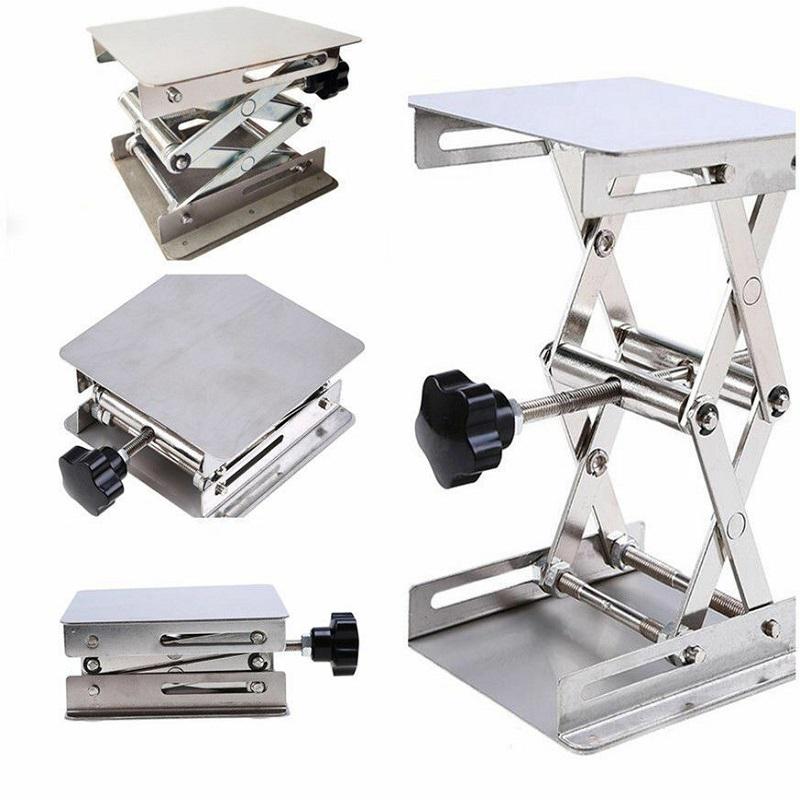 Stainless Steel Adjustable Lab Stand Table Rack Scissor Lab-Lift Lifter for Science Experiment 10 x 10cm Woodworking Benches