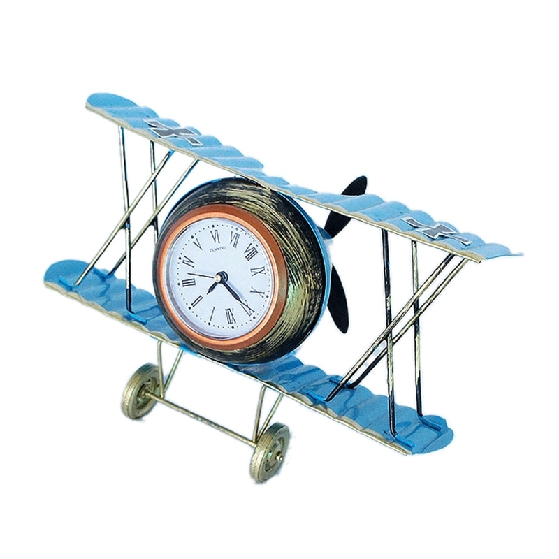 Metallo Da Tavolo Retrò Aeromobili Orologio Vintage ▾ Modello di Aereo vino sbarra Negozio Decorazione Scrivania Sedile Orologio del Regalo Dei Bambini