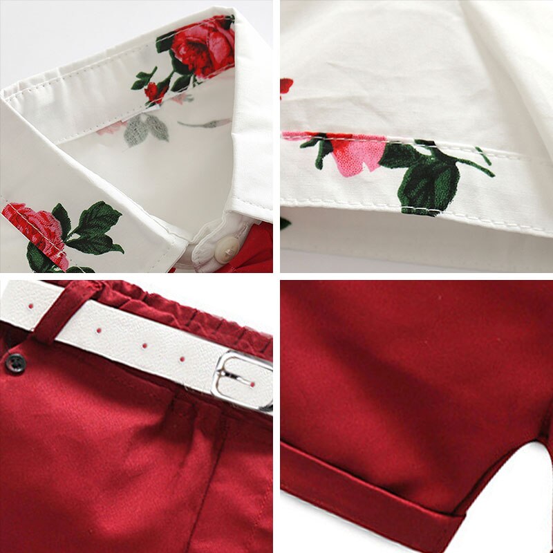 Bjørneleder sommer tøj til småbørn drenge tøj sæt afslappet blomsterprint skjorte toppe shorts tøj sæt gentleman boutique outfits
