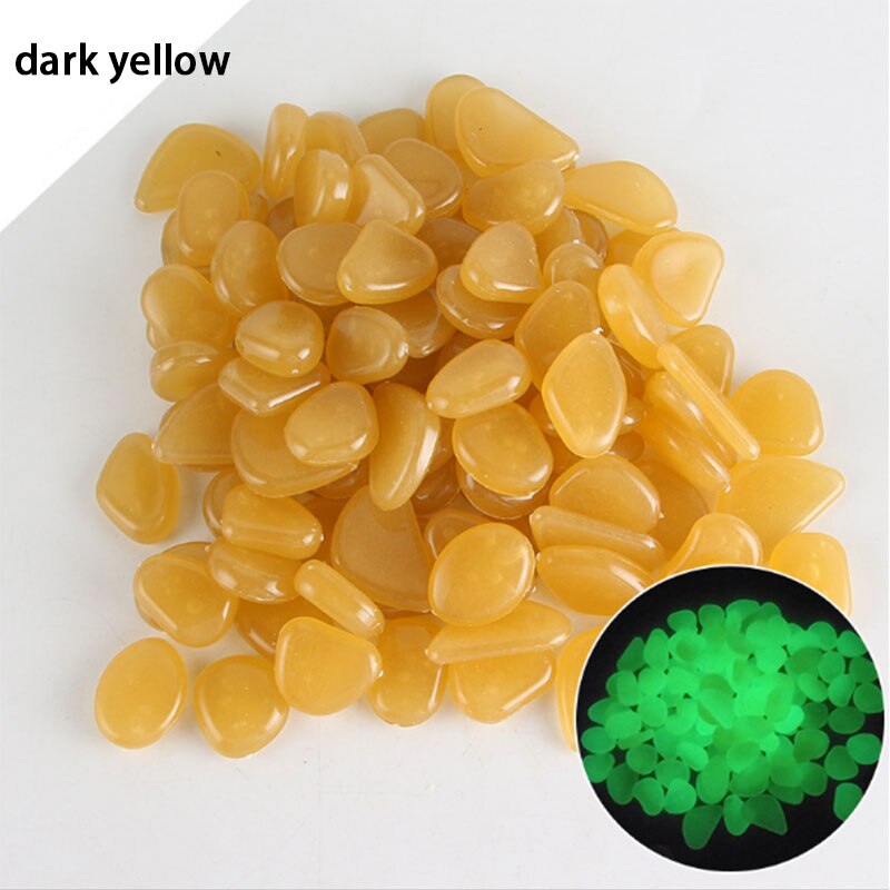 Garden Decoration 50Pcs Glow Stone for Jardin Garden Pebbles Glow Stones Rocks for Park Path Patio Lawn Decor Luminous Stones: Dark Yellow