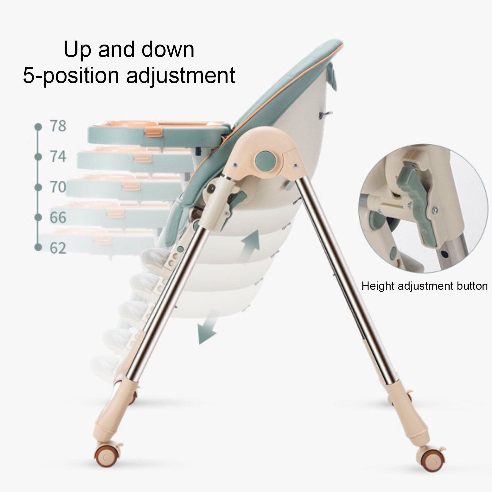 Silla alta para niños pequeños, mesa de cena para bebé, sillas plegables ajustables multifunción para niños, silla alta