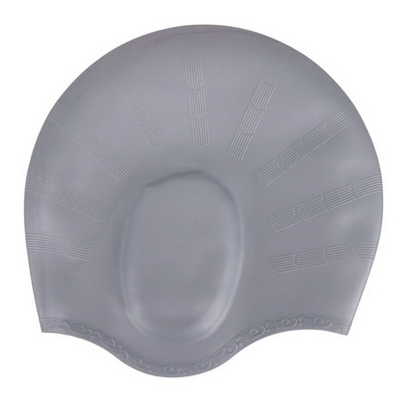 Adults Swimming Caps Men Women Long Hair Waterproof Swim Pool Cap Ear Protect Large Natacion Badmuts Silicone Diving Hat: Grey