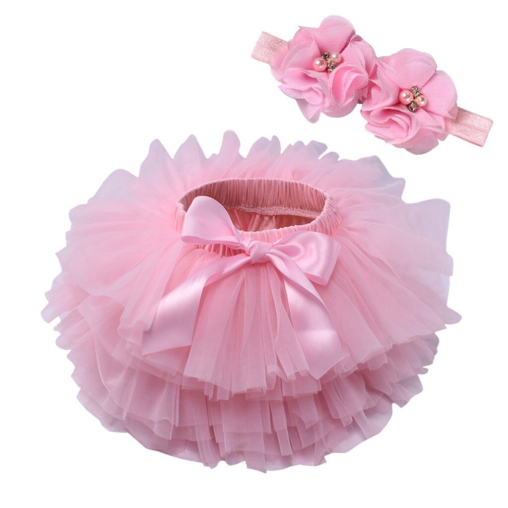 enfant en bas âge infantile enfants bébé fille d'été maille nœud cheveux bande danse Ballet fête princesse Tutu jupe pettijupe # p4: Rose / 6M