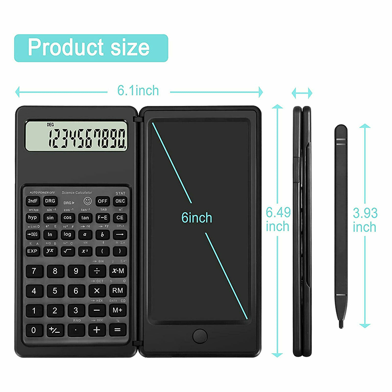 10-Digit Portable LCD Display Engineering Scientific Calculator with Writing Tablet + Pen Financial Accounting Calculate Tools