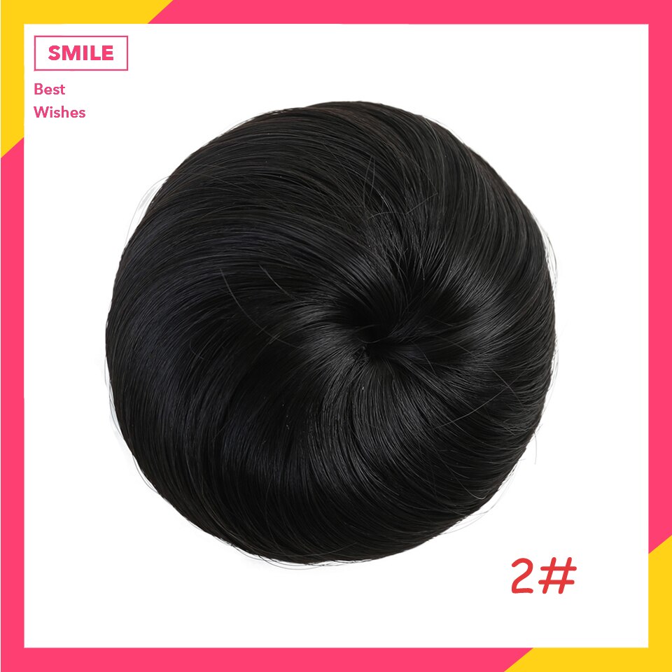 HUAYA Synthetic Straight Bun Hair Chignon Donut Roller Elastic Drawstring Hair Extensions Bun Heat Resistant Fiber Hairpieces: 2