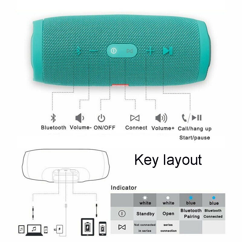 Draagbare Waterdichte Draadloze Luidsprekers Mini Mega Bass Sound Speaker met Multi-gekleurde voor Smart Telefoon