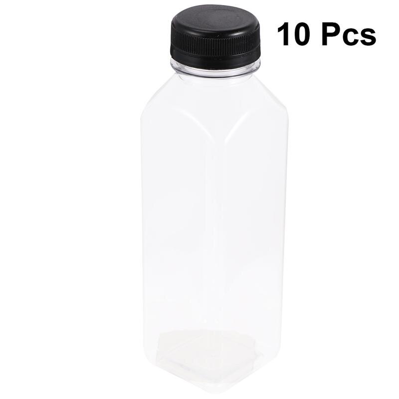 10Pcs 400Ml Transparante Lege Storage Containers Wegwerp Huisdier Flessen Met Deksels Voor Drank Fles Jar (Zwart caps)