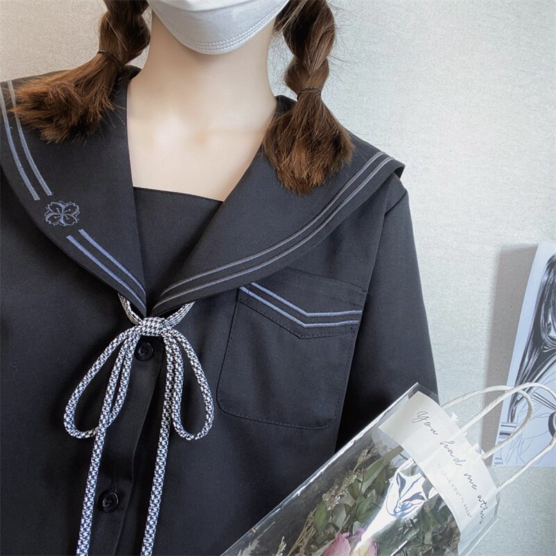 Women's Japanese School Uniform Sailor Suit Jk Uniform Kansai Short-Sleeved Shirt Summer Suit Student Uniform Original