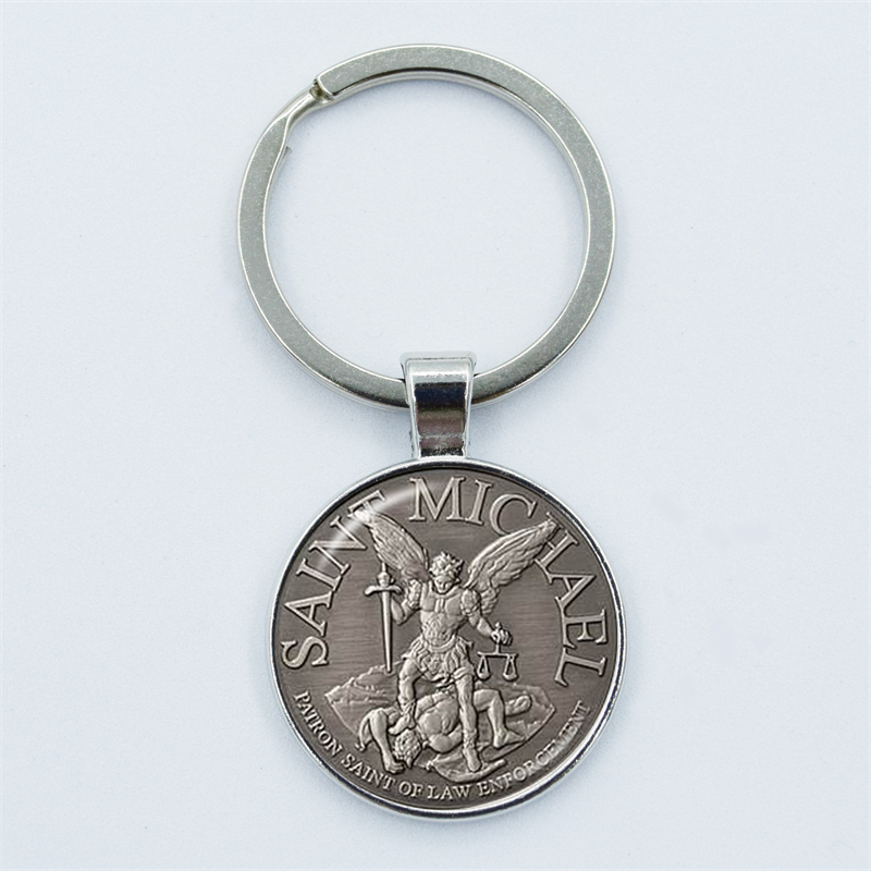 Aartsengel St.Michael sleutelhanger Bescherm mij Saint Shield Angel Protection hanger sleutelhanger Orhodox amulet christelijke sieraden cadeau