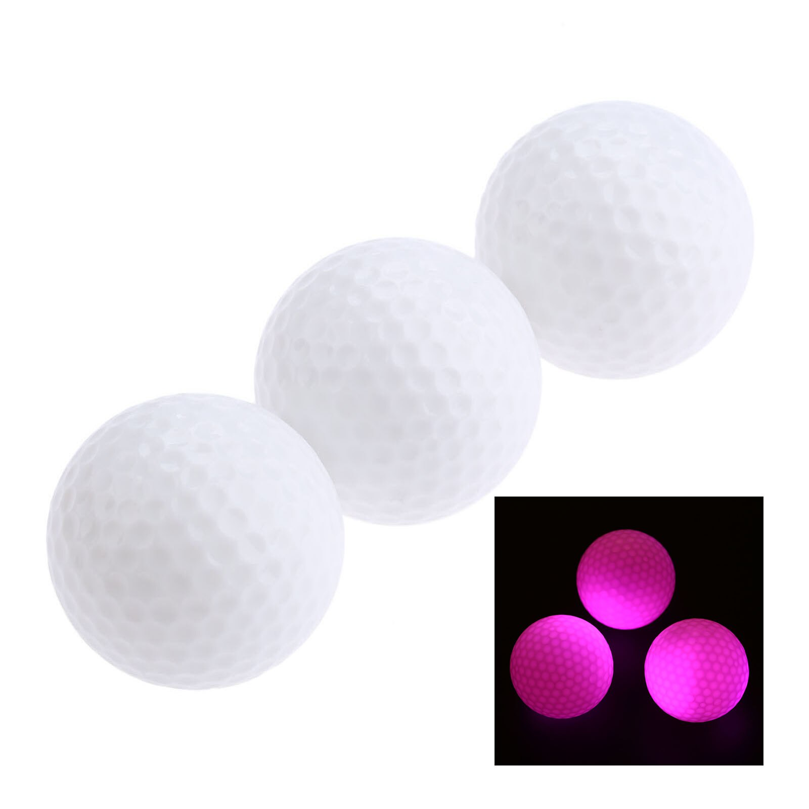 3 st/låda led golfbollar nattträning konstant lysande två lager surlyn golf träningsbollar 42.6mm(1.67 &quot;) diameter match