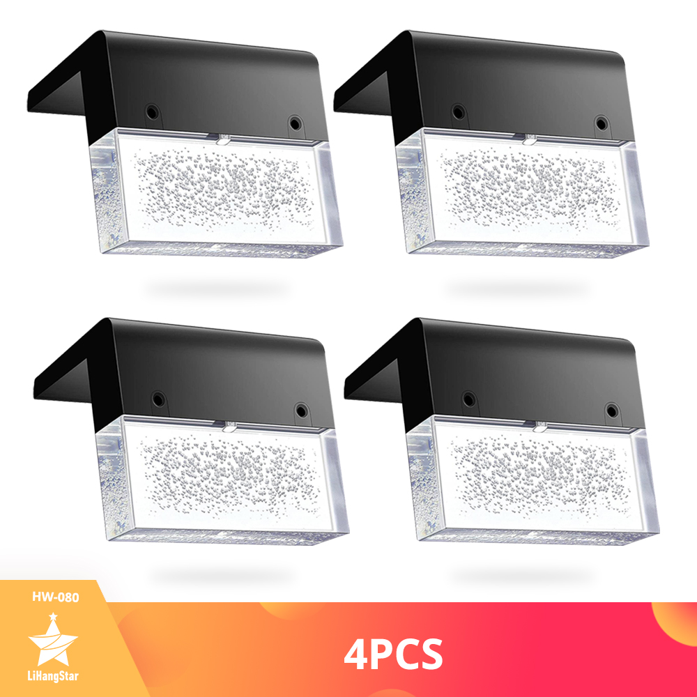 LED Solar Light Deck Light Outdoor Waterproof LED Fence Light for Steps, Courtyards, Railings, Walls, Warm White/color Change: 4PCS