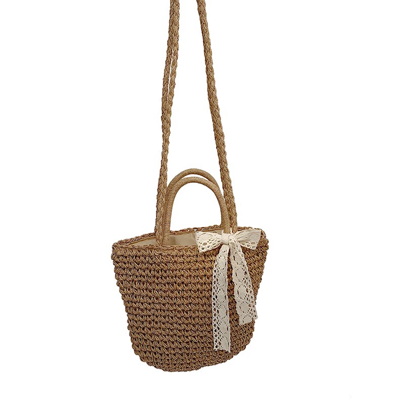 Frauen Handtasche Sommer Strand Tasche Rattan Gewebt Handgemachte Gestrickte Stroh Kapazität Totes Leder Frauen Schulter Tasche Böhmen Neue