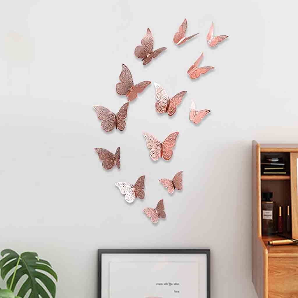12 pièces papillons Stickers muraux autocollants autocollants sur le mur nouvel an décorations pour la maison 3d papillon Pvc papier peint pour salon