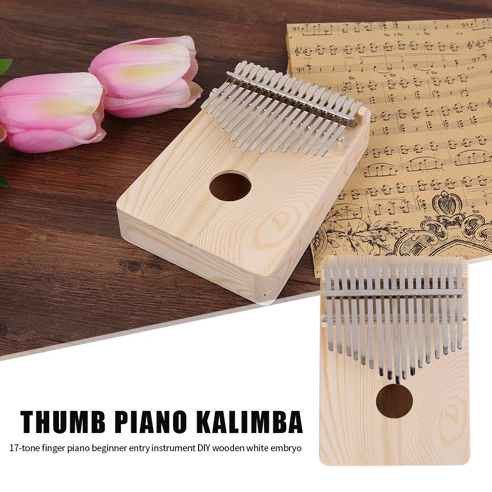 Kalimba 17 dedo pulgar Piano africano DIY madera blanco Embryo Sanza Mbira Kalimba jugar con guitarra instrumentos musicales de madera