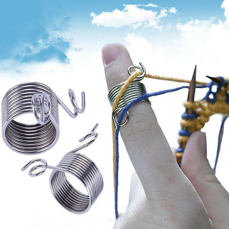 Yarn Spring Guides Braided Knuckle Assistant Jacquard Needle Thimble DIY Sewing Accessories Stainless Steel knitting Tool