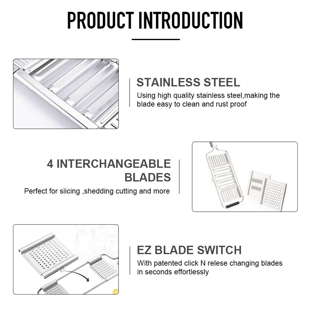 A Set Mandolin Slicer Stainless Steel Multi-function Manual Adjutsable Peeler For Fruits And Vegetables Kitchen Supplies Grater