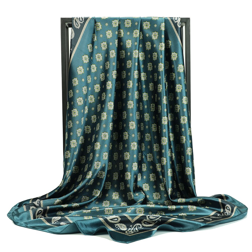Sciarpa testa di seta Foulard per donna moda sciarpa per capelli quattro stagioni 90*90cm Hijab Foulard i&quot;bandana Femme