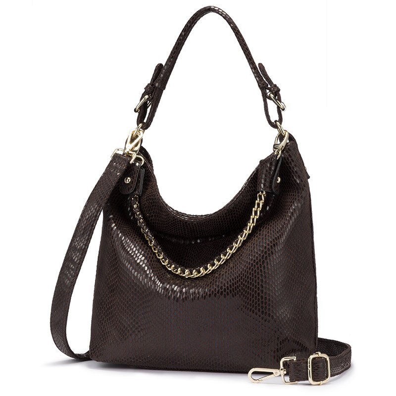 REALER-Bolso de hombro grande con asa superior para mujer, bandolera de cuero artificial con cadena,: Café