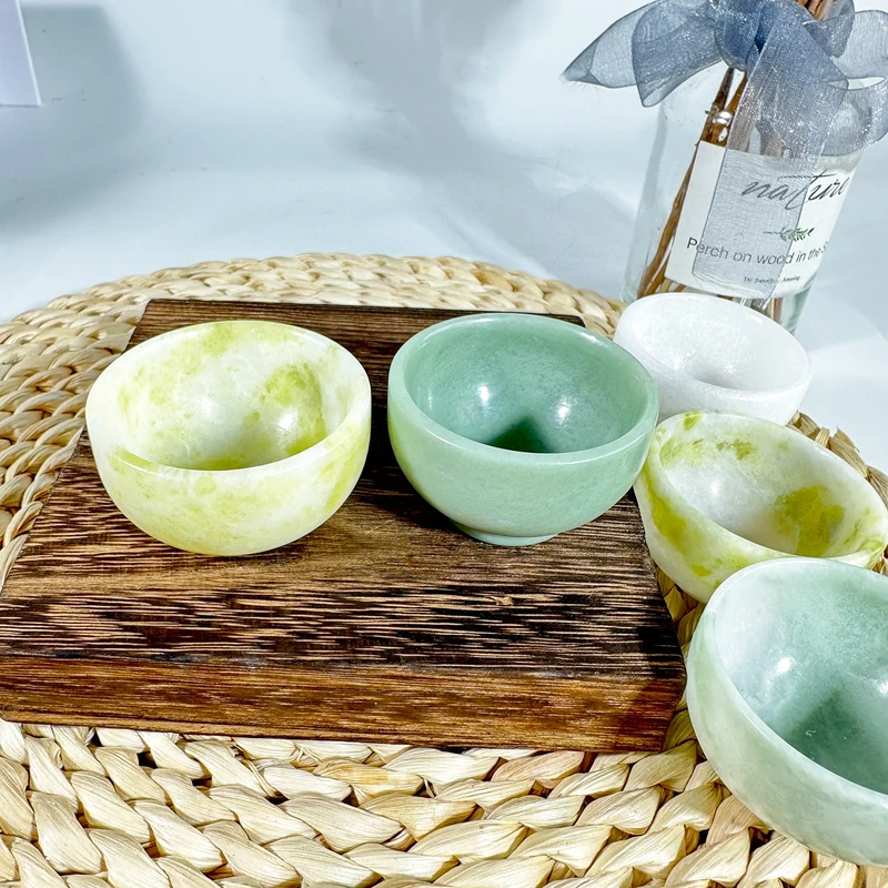 Tigela de jade de cristal natural, copo de cristal, tigela de jade de cauliflower, copo de quartzo de cristal natural, tigela de desmagnetização, cura reiki, casa de 1 peça