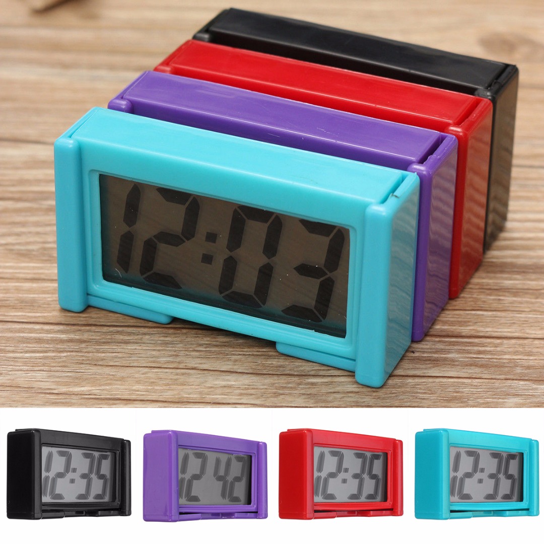 LCD Screen Digital Car Dashboard Clock Desk Time Adsorption Bracket Home Office