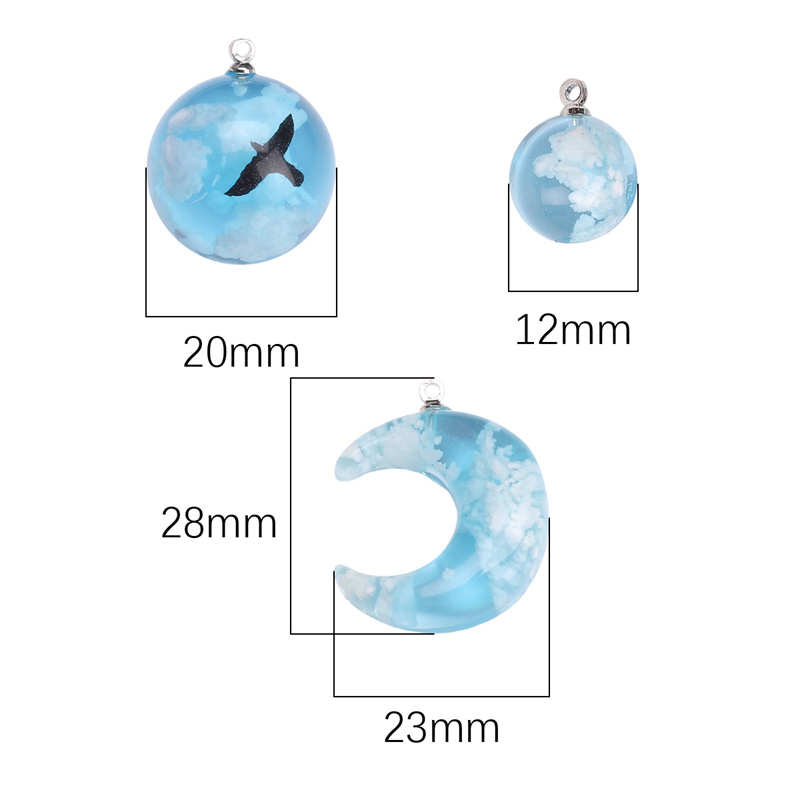 Cuentas sueltas de resina azul para hacer joyas, abalorios redondos de Luna para manualidades hechas a mano, collar, pulsera, pendientes, accesorios de joyería, 1 piezas