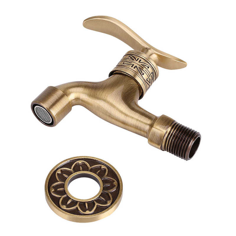 Antique Style Brass Washing Machine Faucet Wall Mount Laundry Cold Water Tap Bathroom Use Water Faucet Tool