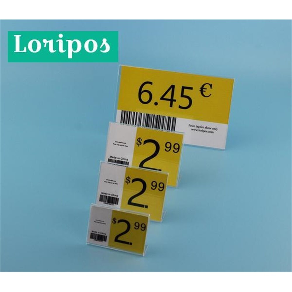 1pc 1.3mm Acrylic Clear Plastic Desk Sign Label Frame Price Tag Display Paper Card Holders Acrylic Label Holder Stand Frame