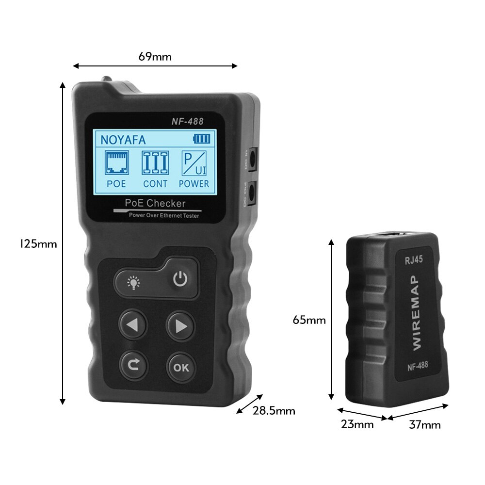 NF-488 Poe Checker Netwerk Kabel Breaker Finder RJ45 Netwerk Kabel Continuïteit Tester Met Loop Test/Power Test/Verlichting functie