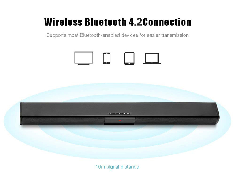 Bluetooth soundbar med subwoofer, kablet og trådløs bærbar 2.0 kanal 20w soundbar højttaler til tv, pc, mobiltelefon