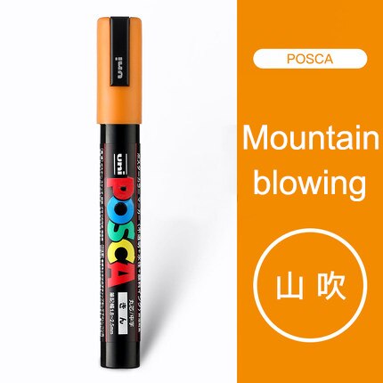 Uni Posca PC-5M Paint Marker Pens Medium Tip 1.8mm-2.5mm 17 Colors for School Office Art Marker Japanese Art Supplies 1Pcs: 1 Mountain Blowing