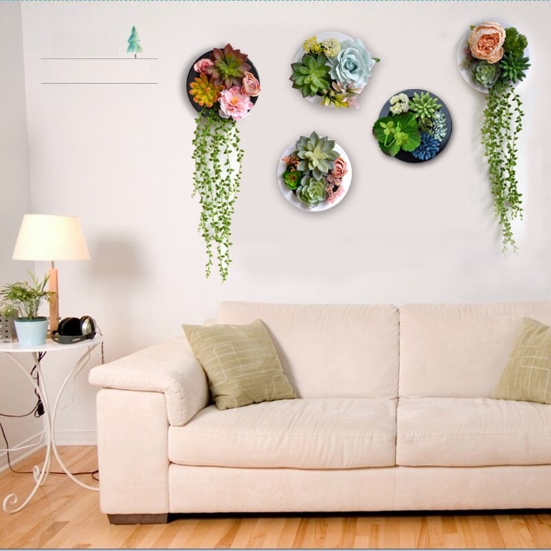 Nordisk simulation sukkulent grøn plante blomster dekoration vægophæng ramme butik ornamenter væg hjem dekorationer kunstige planter