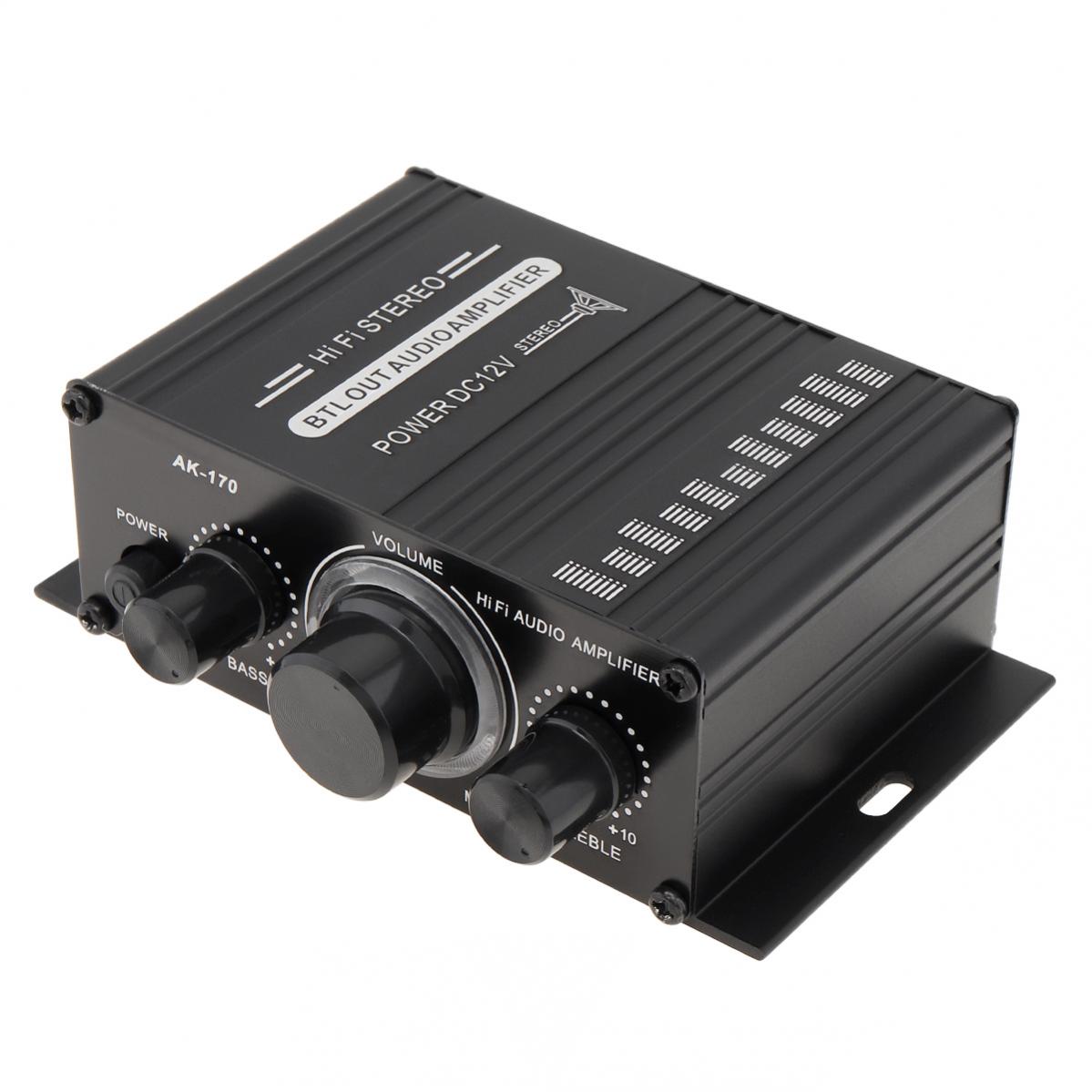 AK170 2 Channel Power Amplifier Audio Karaoke Home Theater Amplifier 2 Channel Bluetooth Class D Amplifier USB/ SD