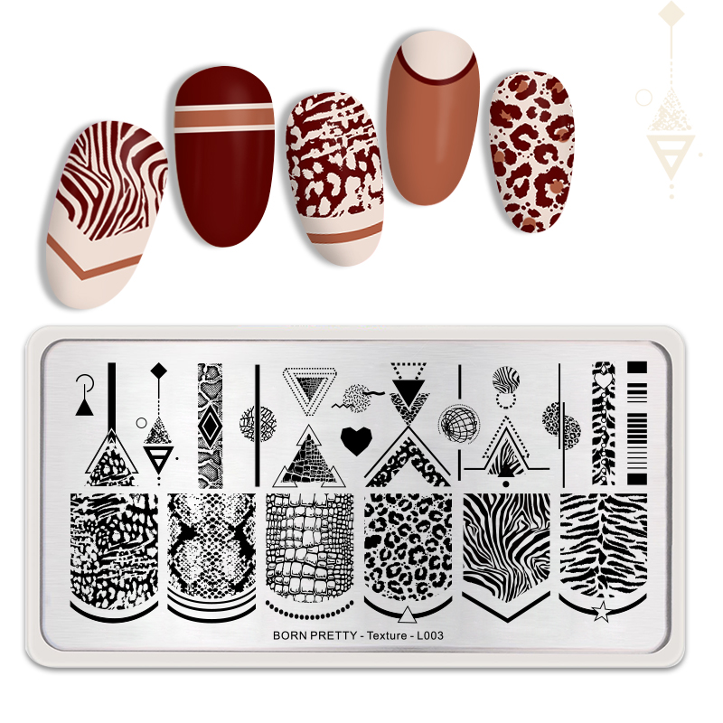 Nagelstempelplaten rechthoekige nagelsjabloon bloemen bladeren geometrische patronen manicure nagels stempelplaten herfstthema: L003