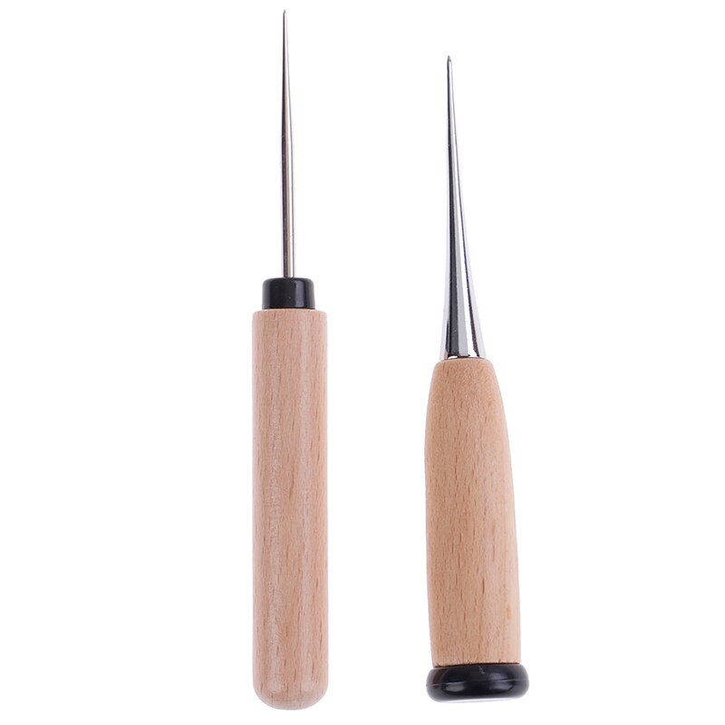 Leather Craft Awl Tool Hole Maker Wooden Handle Sewing Stitching Punching
