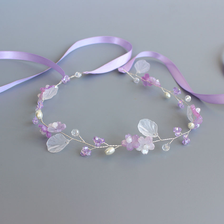 Girls Bridal Headband Imitated Pearl Crowns Girls Bridal Wedding Headband Floral Garland Romantic Flower Headband Girls: Imitation Rhodium Plated