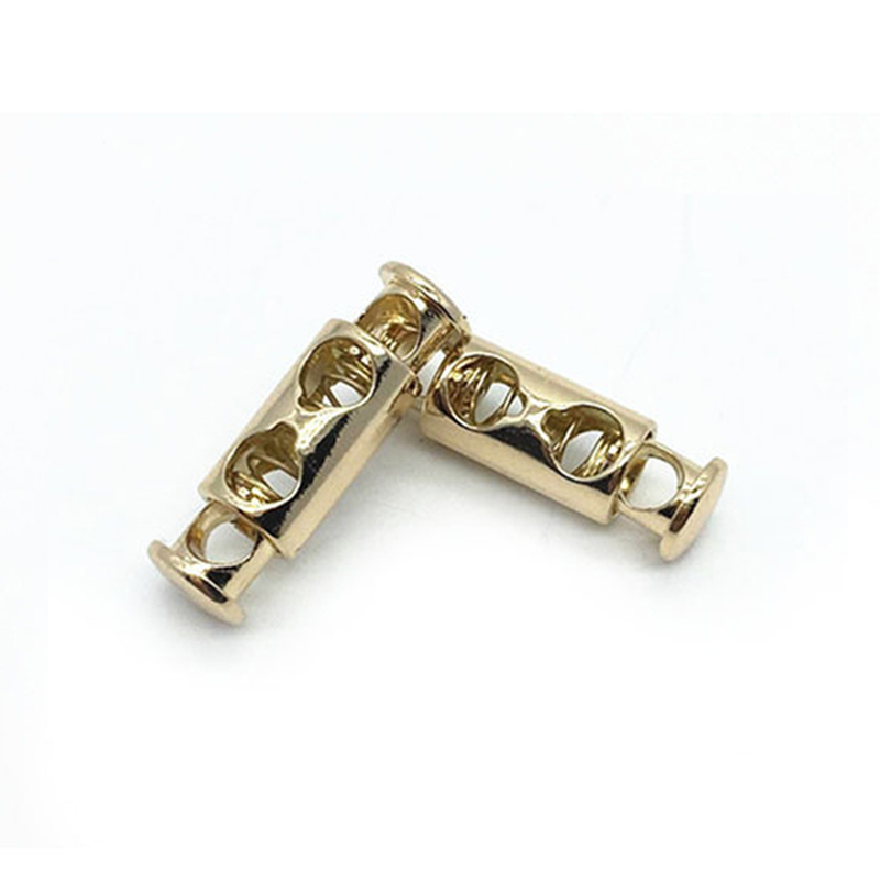 20Pcs Meetee 8mm Metal Cord Lock Stopper Double Hole Hat Clothing Lanyard Rope Stopper Button DIY Sewing Hardware Accessories: Gold