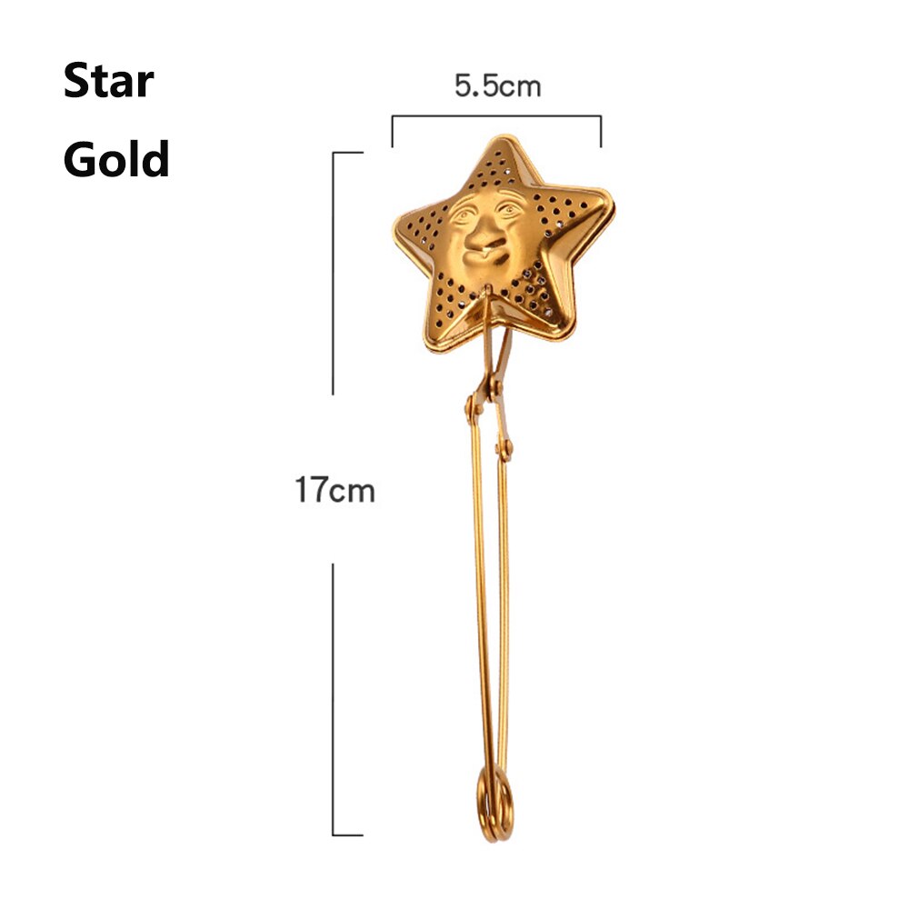 1 PC Herbruikbare Rvs Theezeefje Filters Losse Thee Infusers Spice Diffuser Drinkware Thee Accessoires Keuken Tool: Star	Gold