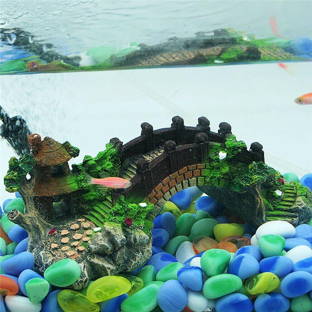 Décorations Aquariums pont aquarium | Accessoires de décoration, ornements de paysage, arbre pavillon, résine, décor de maison