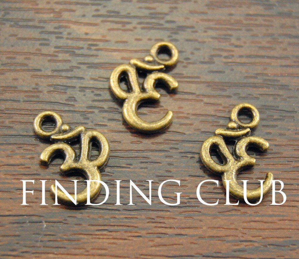 50 pcs Metal Alloy OM Aum Ohm Mantra Sign Charm Pendant 15x10mm Fit Jewelry Making