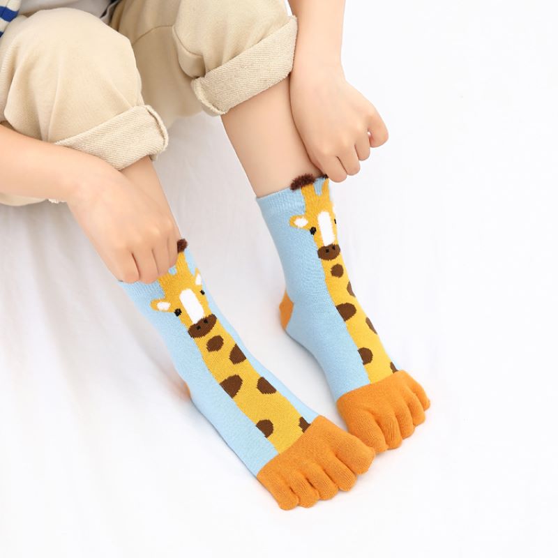 Children Kids Girls Toe Socks Cute Cartoon Cotton Baby Girl Socks Boy Toddler Spring Five Finger Socks 3-10Y